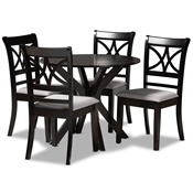 Baxton Studio Julia Modern and Contemporary Grey Fabric Upholstered and Dark Brown Finished Wood 5-Piece Dining Set